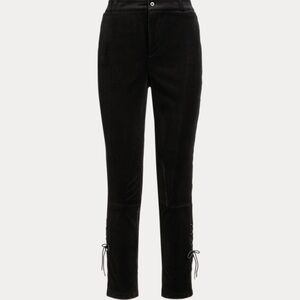 Lauren Ralph Lauren Woman Size 4 Black Velvet Lace Up Equestrian Pants Luxury